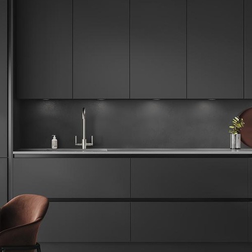 Modern dark grey kitchen and fixtures